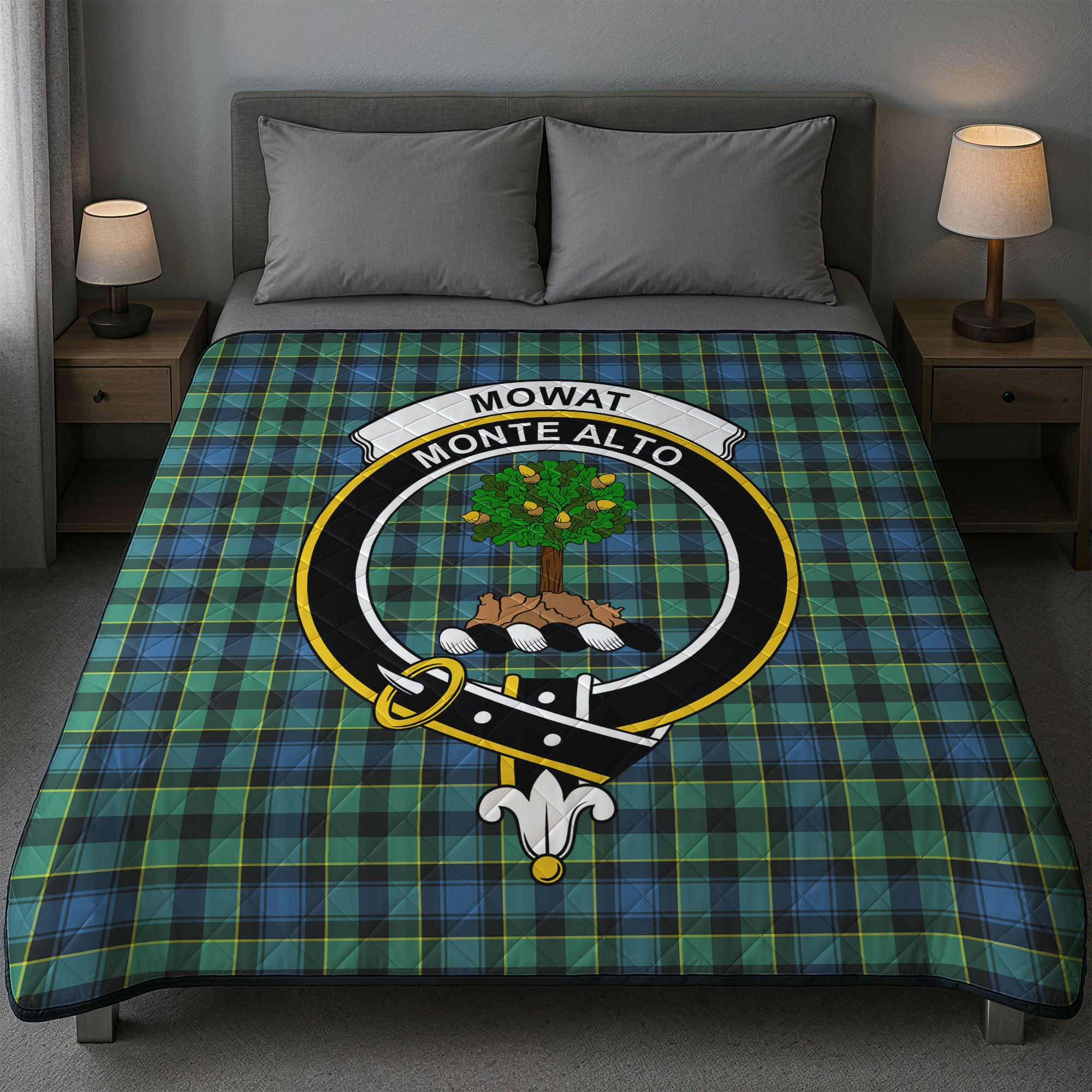 Mowat Ancient Tartan Crest Quilt
