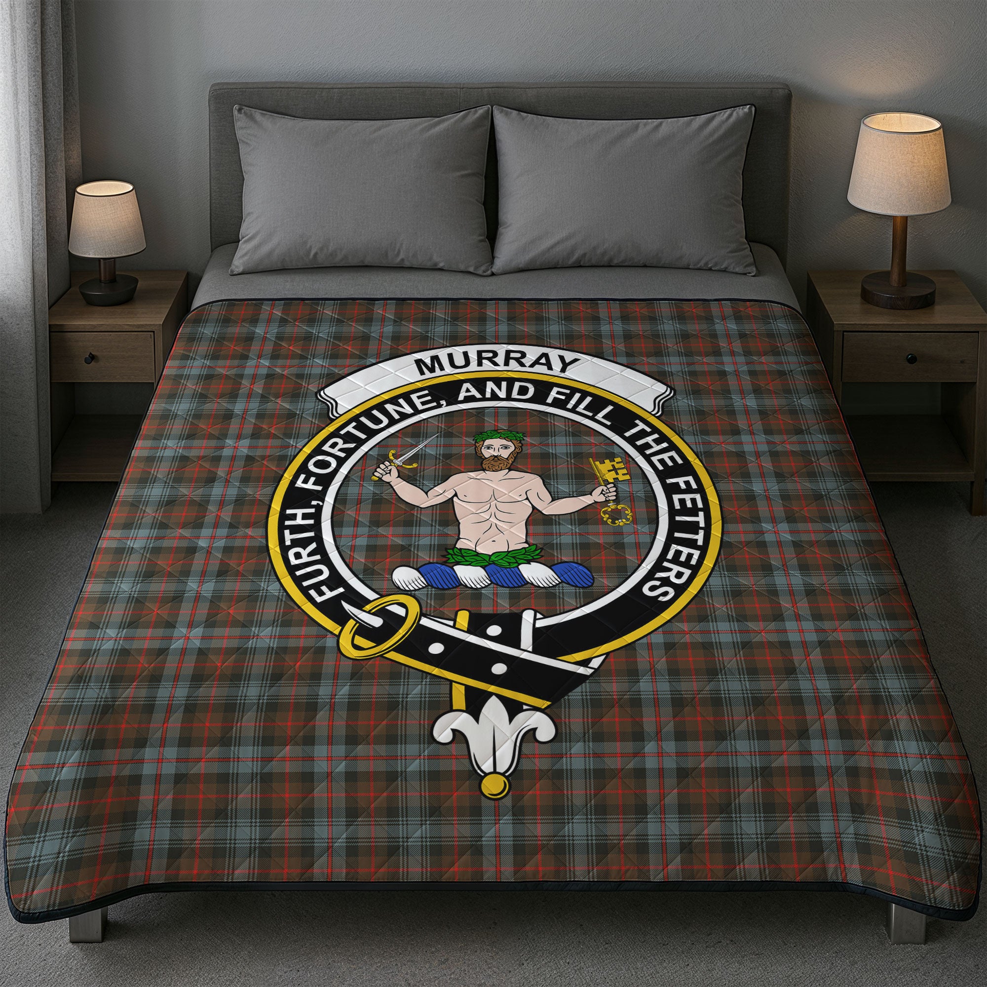 Murray of Atholl Weathered Tartan Crest Quilt