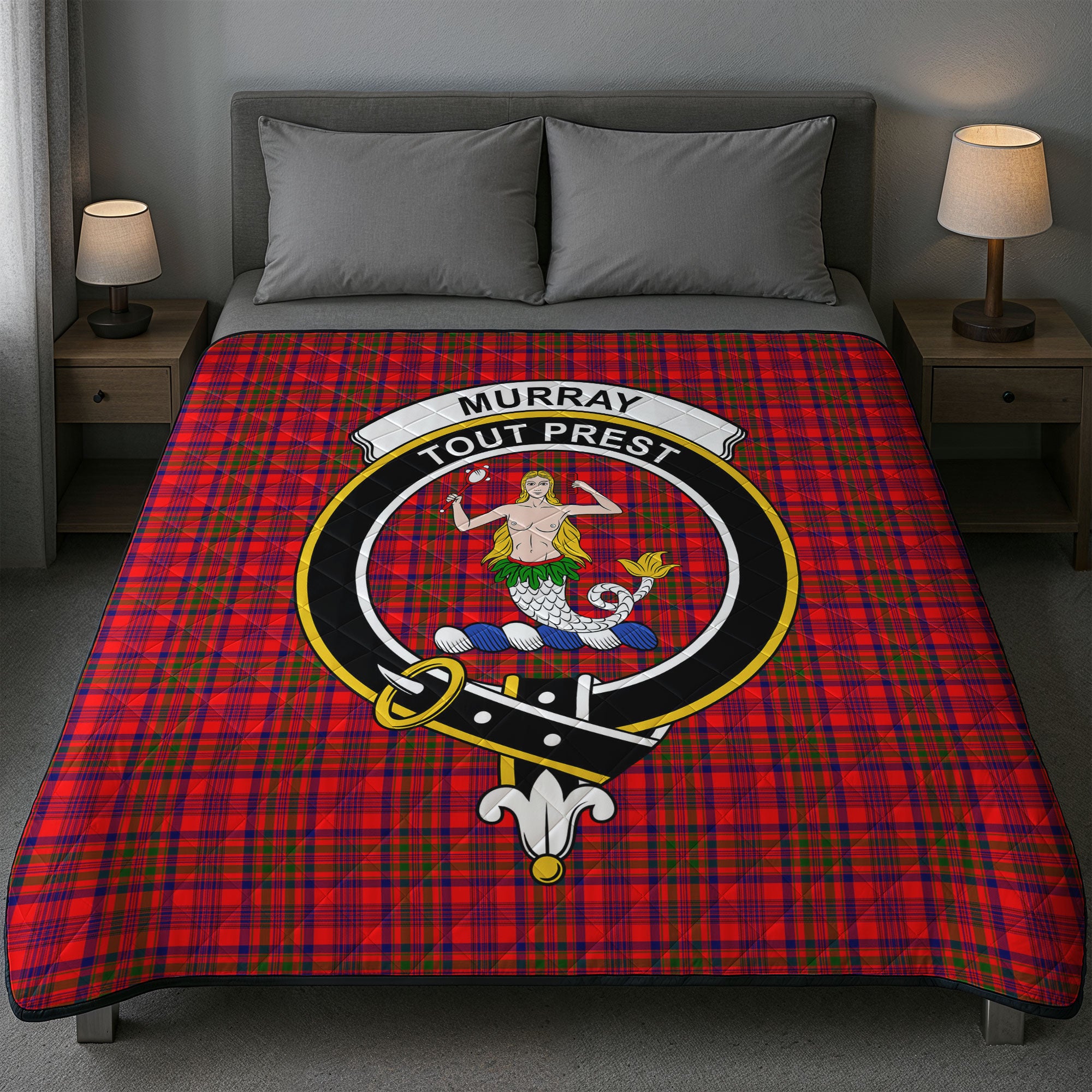 Murray of Tulloch Modern Tartan Crest Quilt