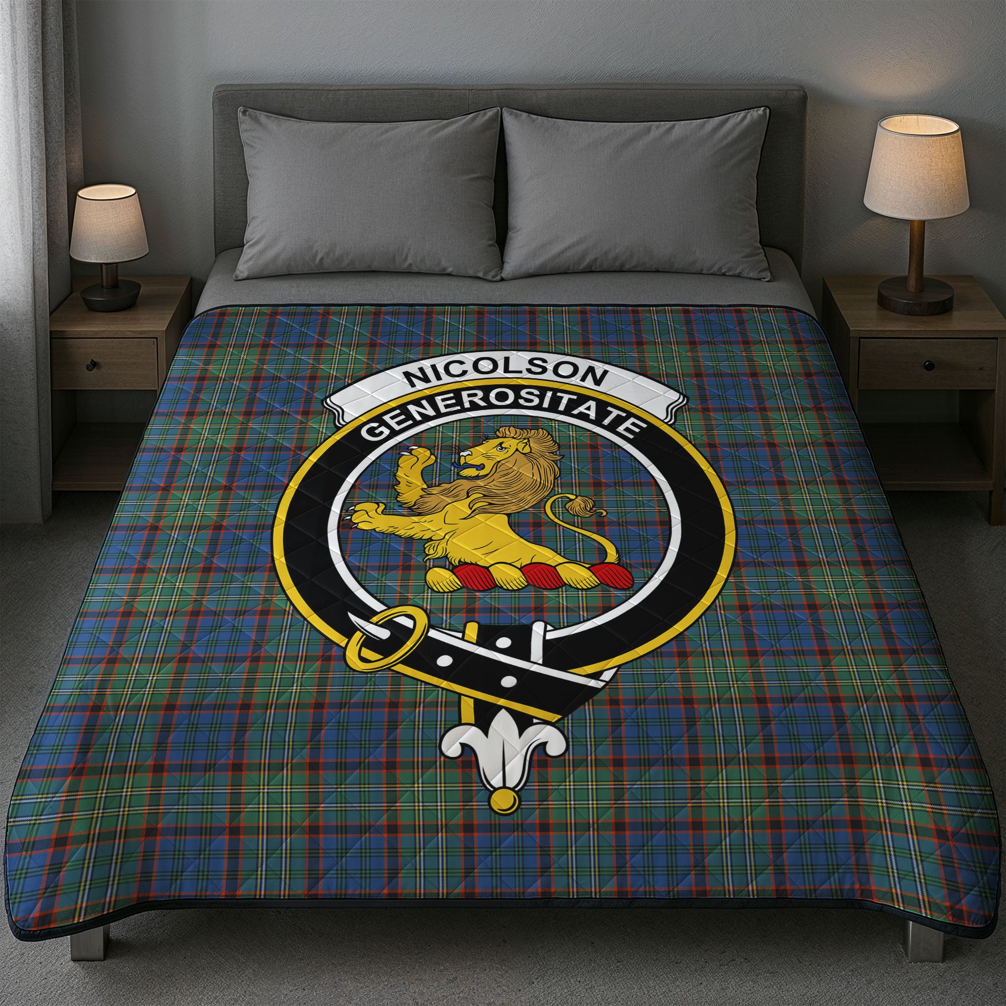 Nicolson Hunting Ancient Tartan Crest Quilt