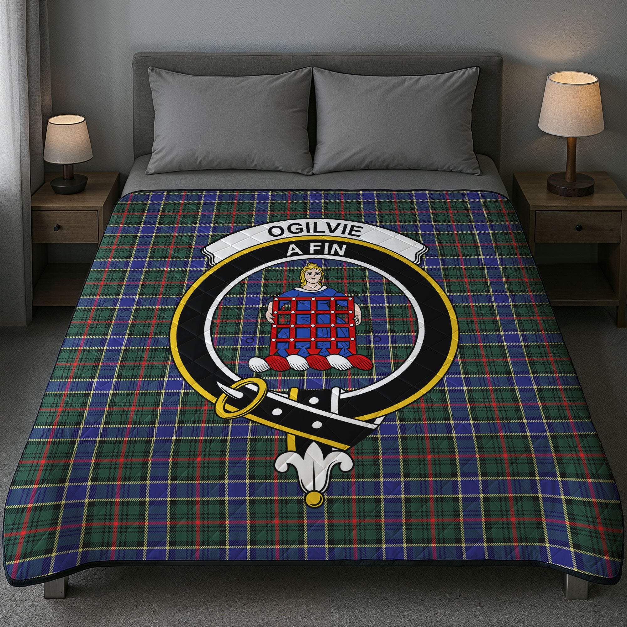 Ogilvie Hunting Modern Tartan Crest Quilt