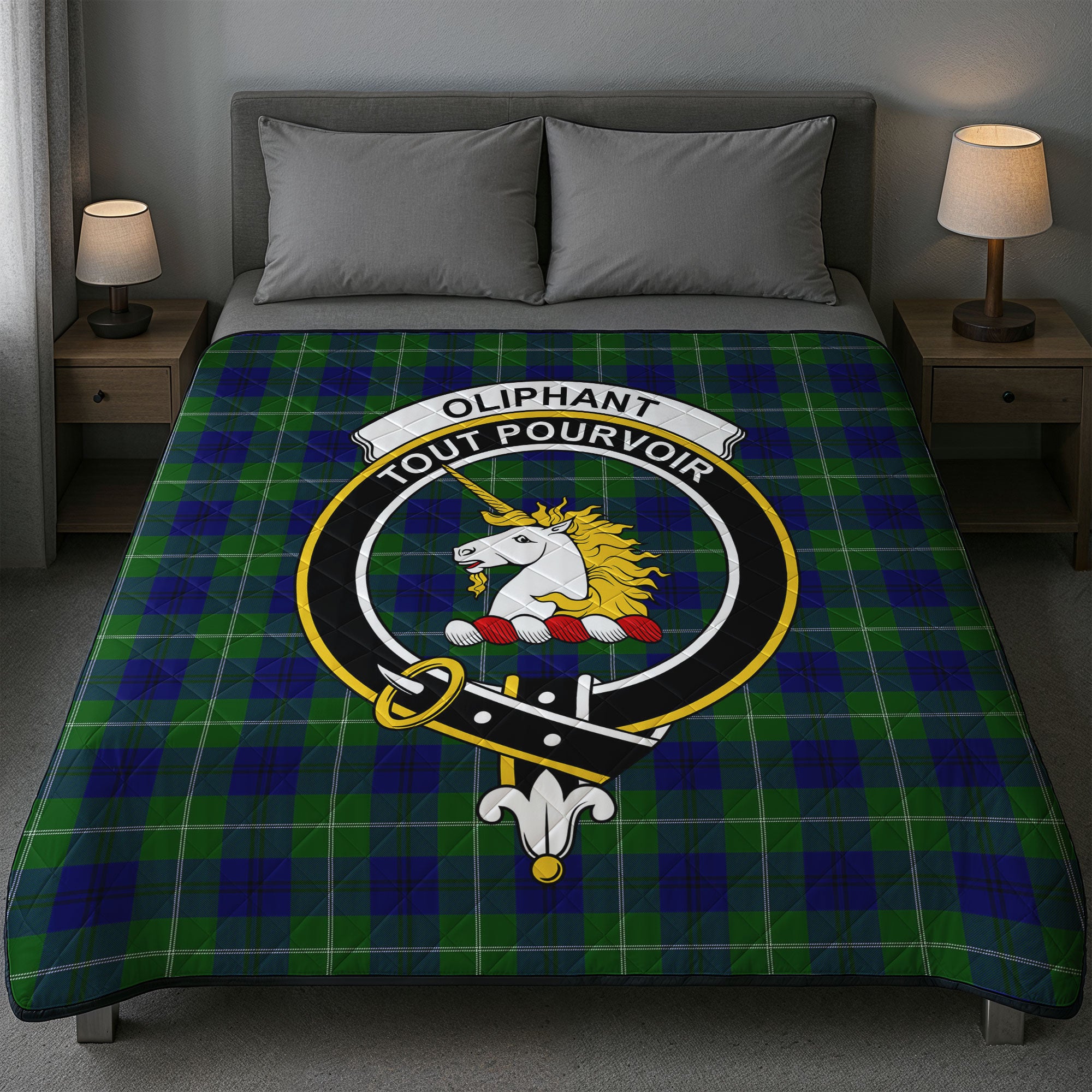 Oliphant Modern Tartan Crest Quilt