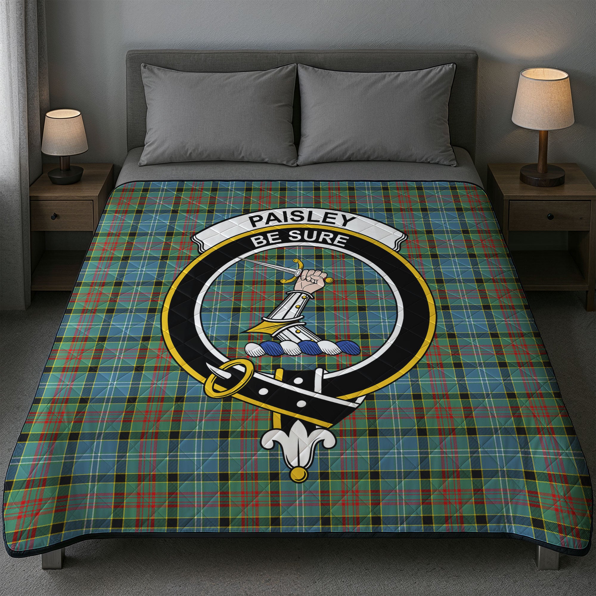 Paisley District Tartan Crest Quilt
