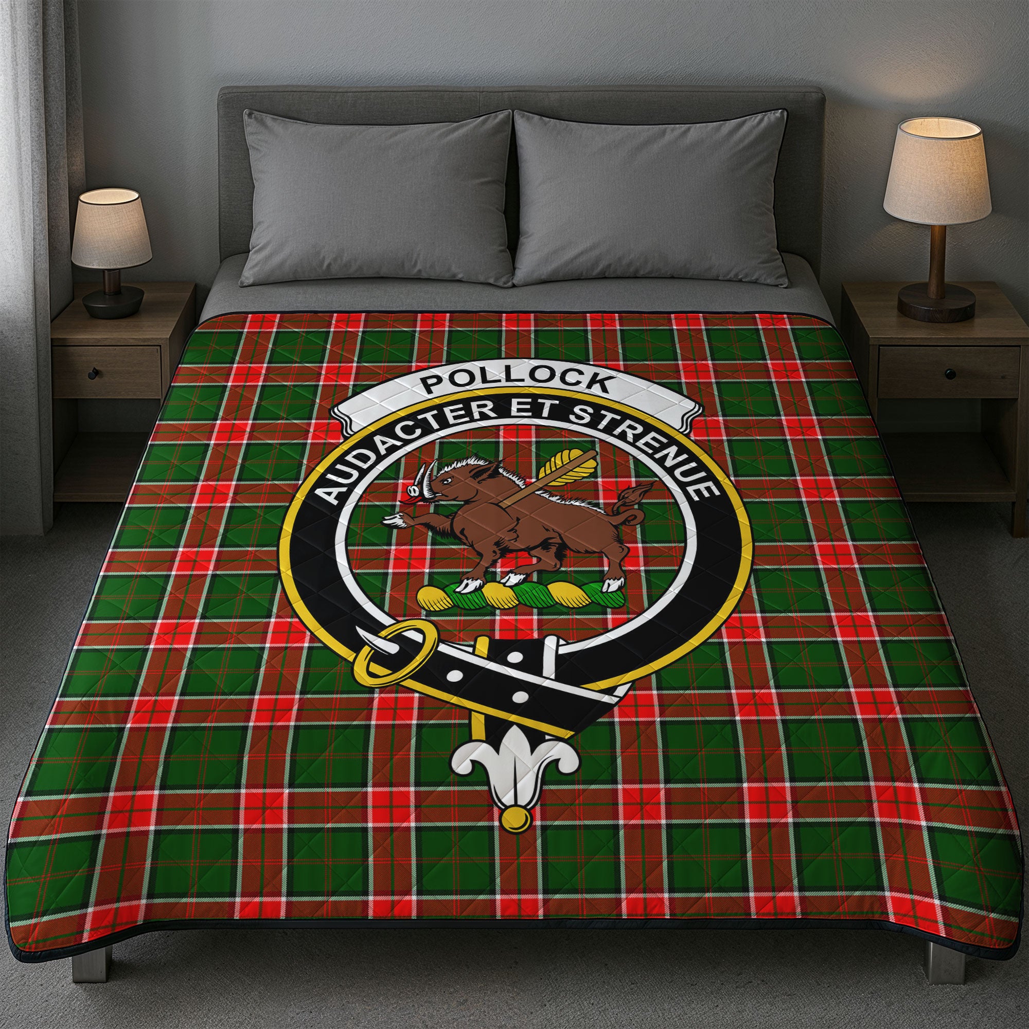 Pollock Tartan Crest Quilt