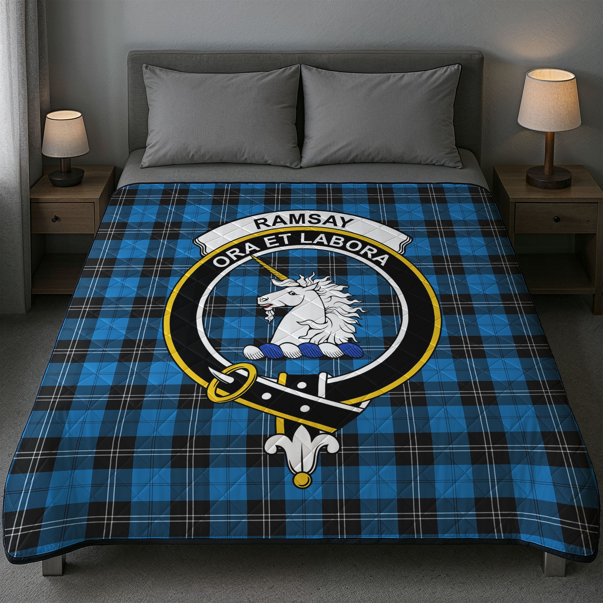 Ramsay Blue Ancient Tartan Crest Quilt