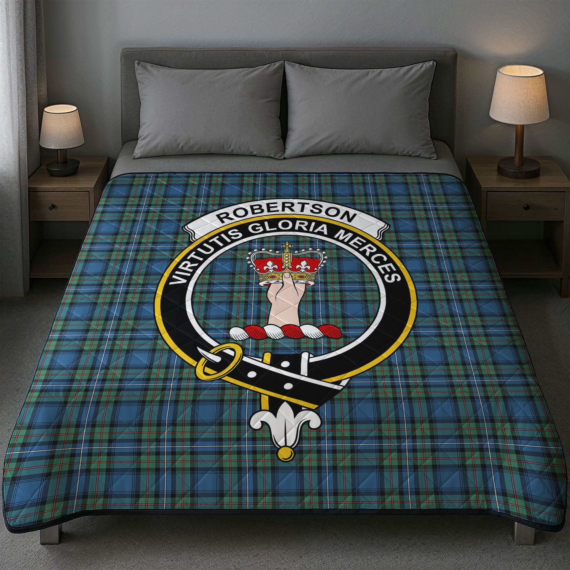 Robertson Hunting Ancient Tartan Crest Quilt