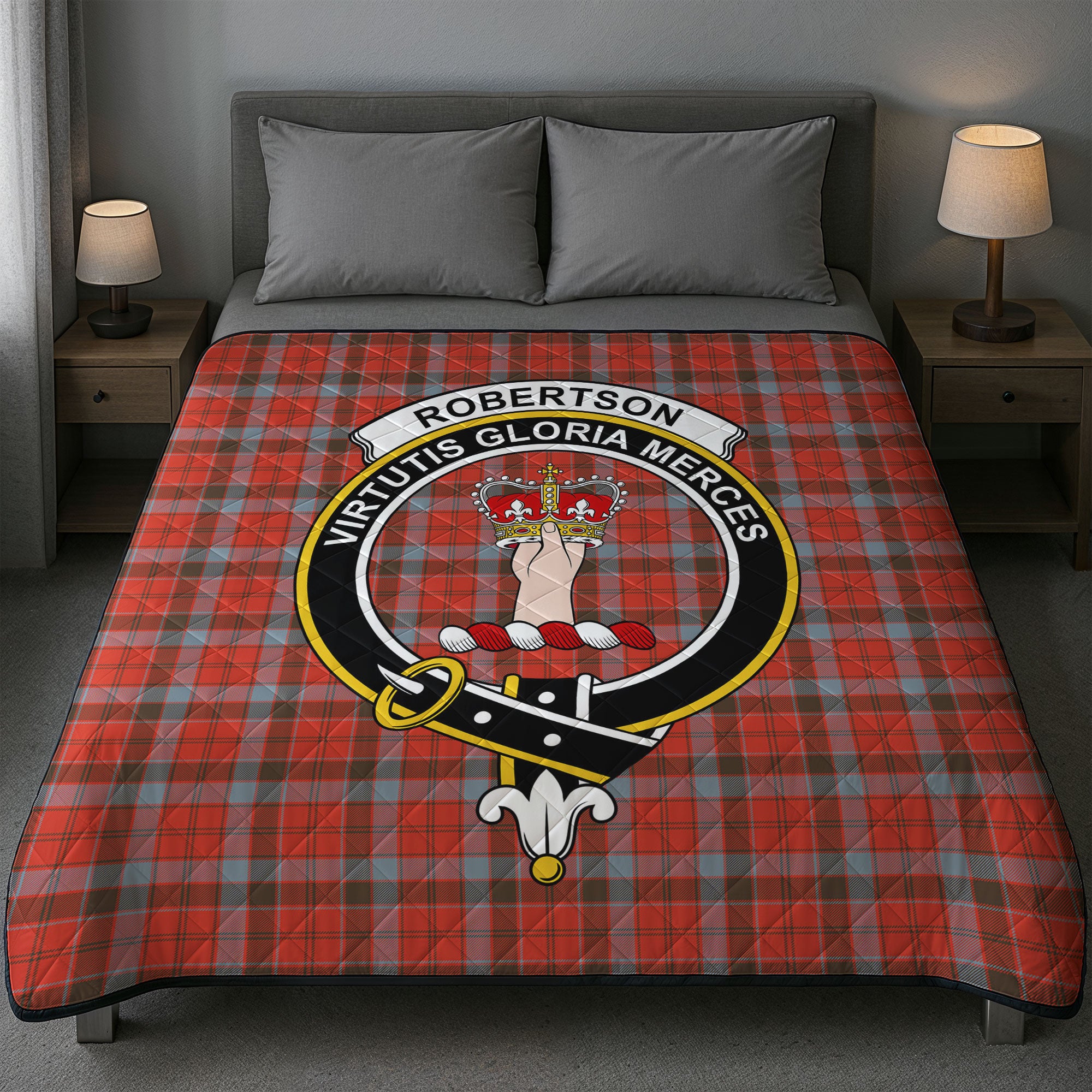 Robertson Weathered Tartan Crest Quilt