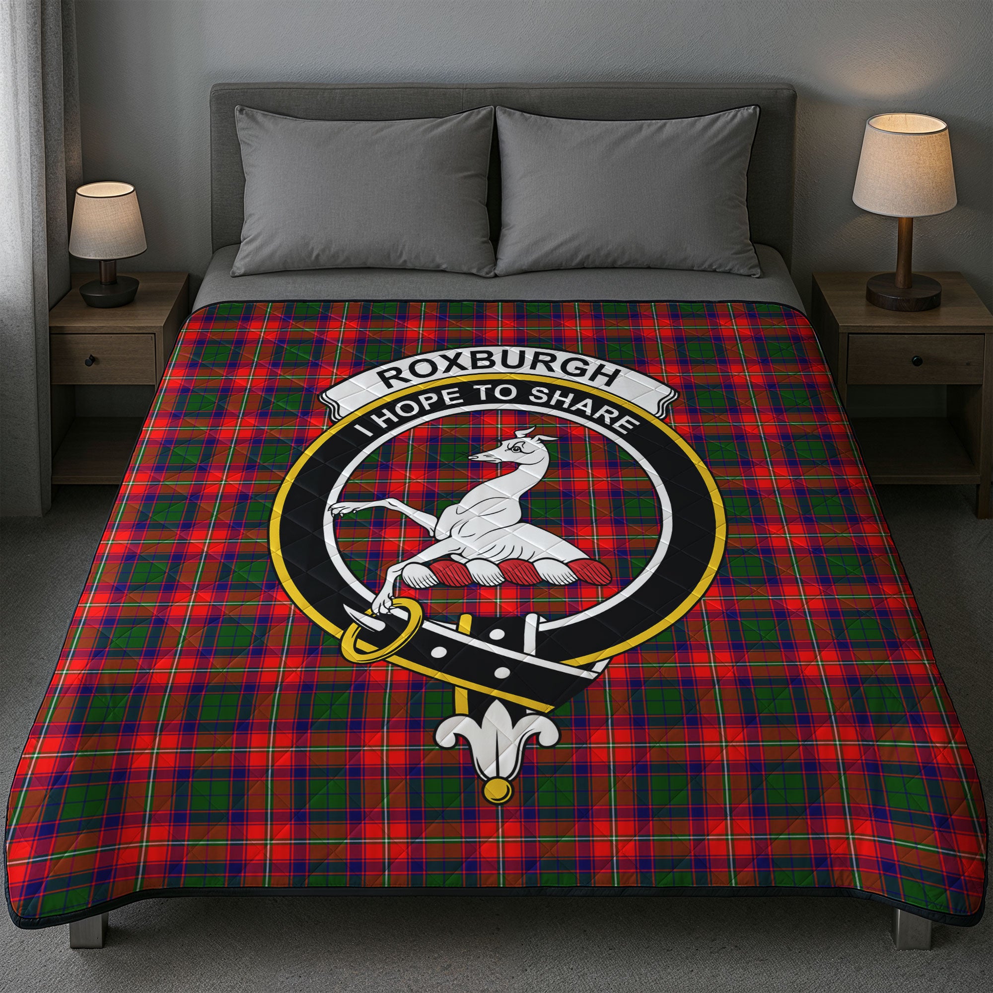 Roxburgh District Tartan Crest Quilt