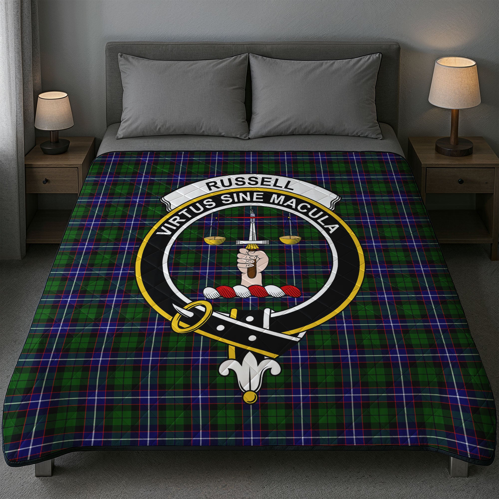 Russell Modern Tartan Crest Quilt