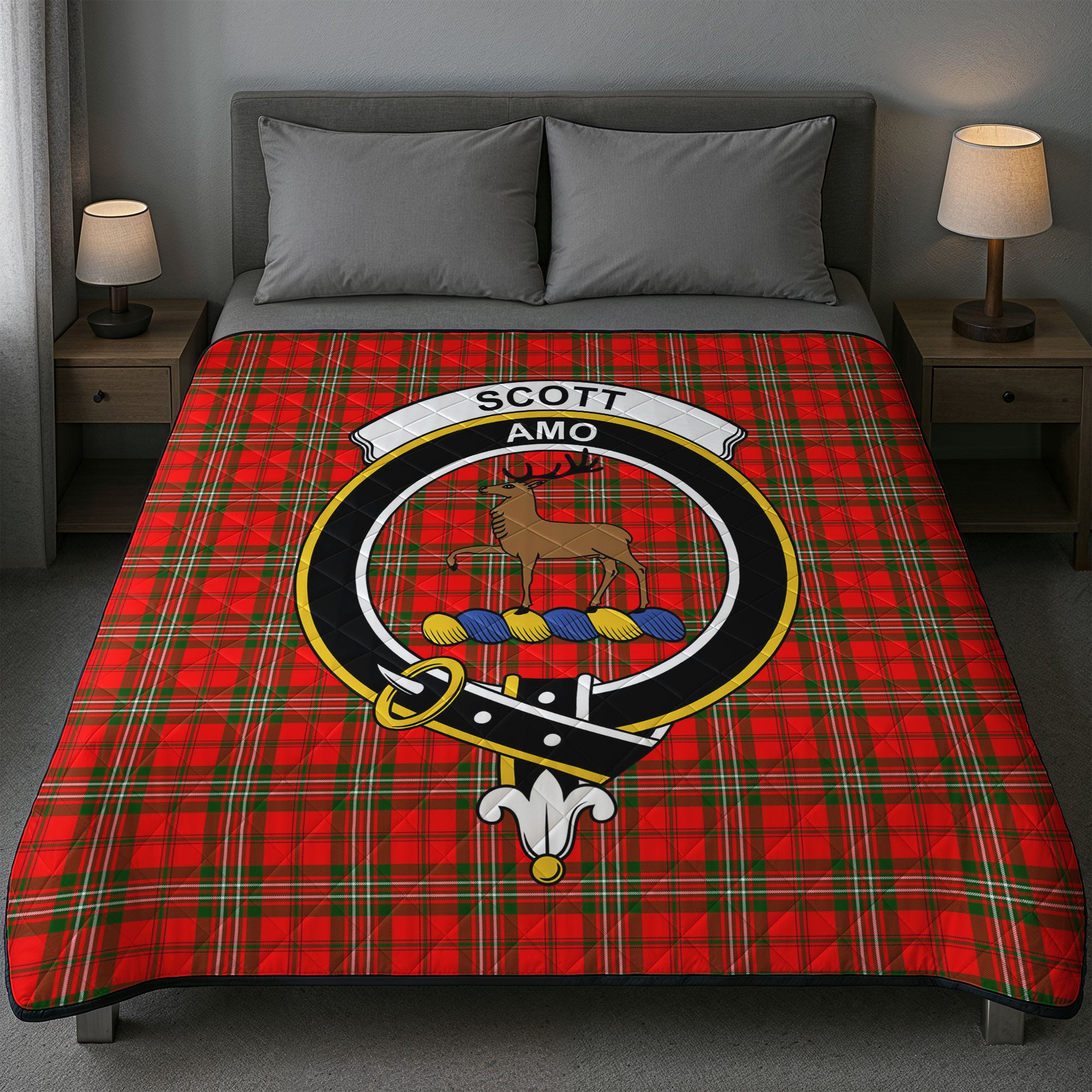 Scott Modern Tartan Crest Quilt