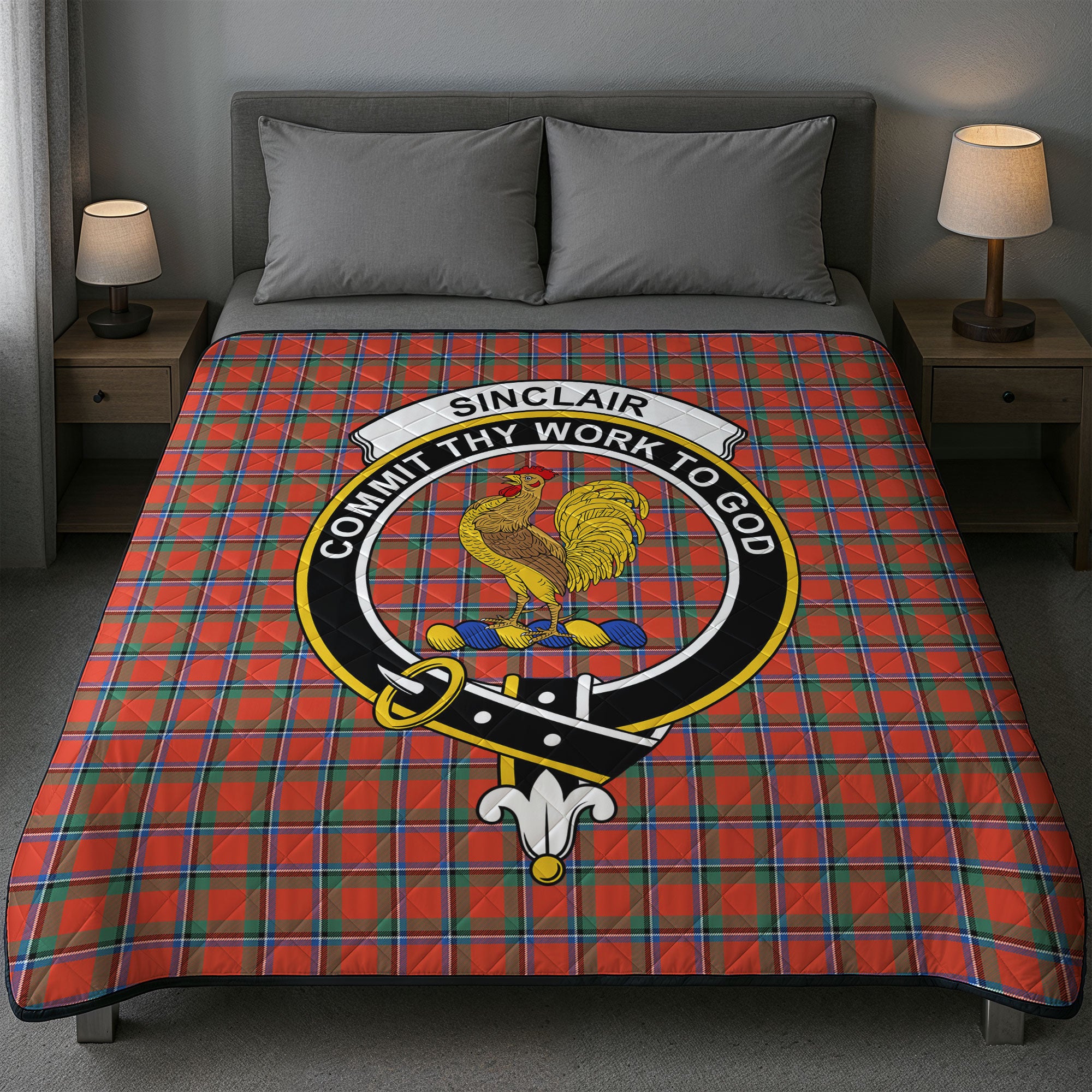 Sinclair Ancient Tartan Crest Quilt