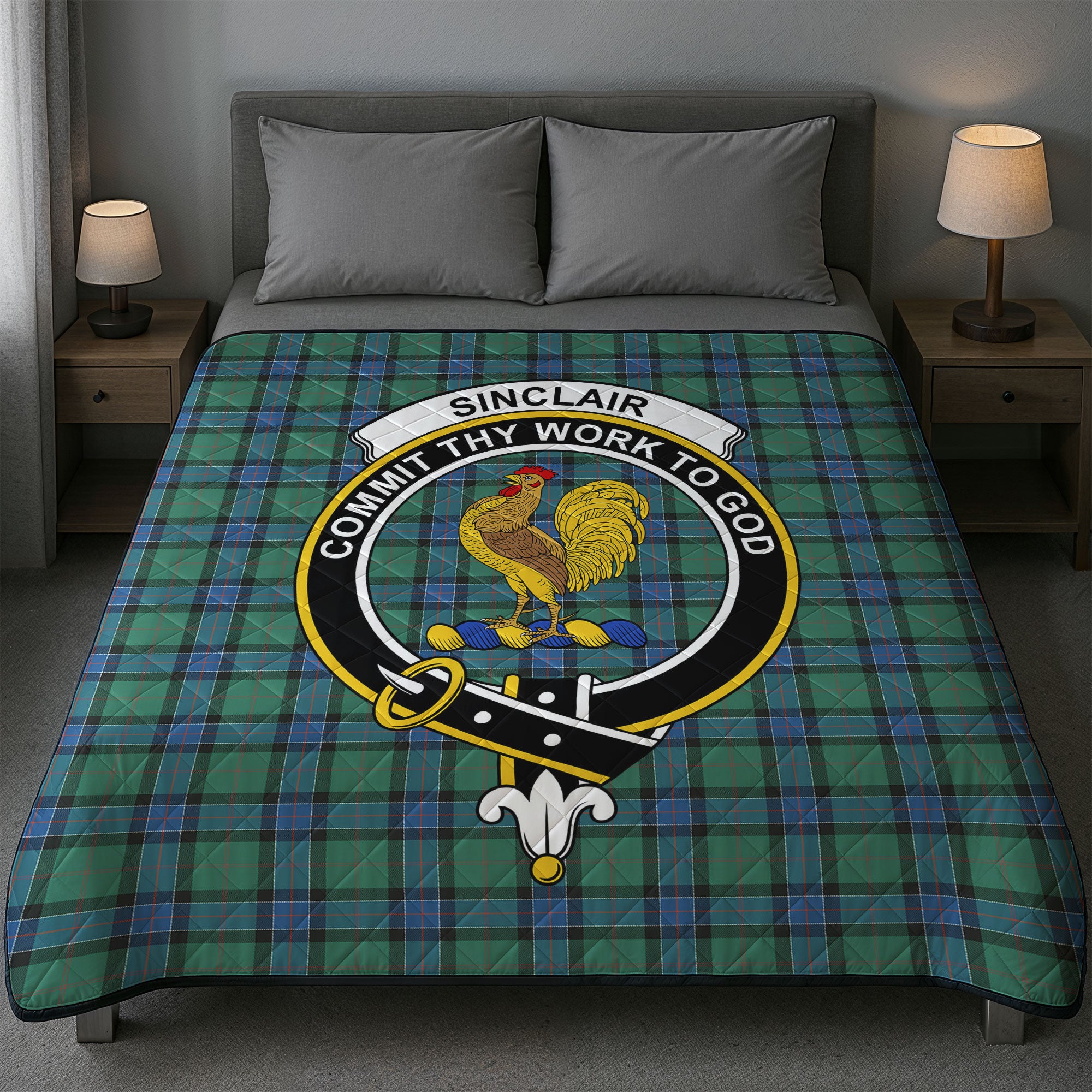 Sinclair Hunting Ancient Tartan Crest Quilt