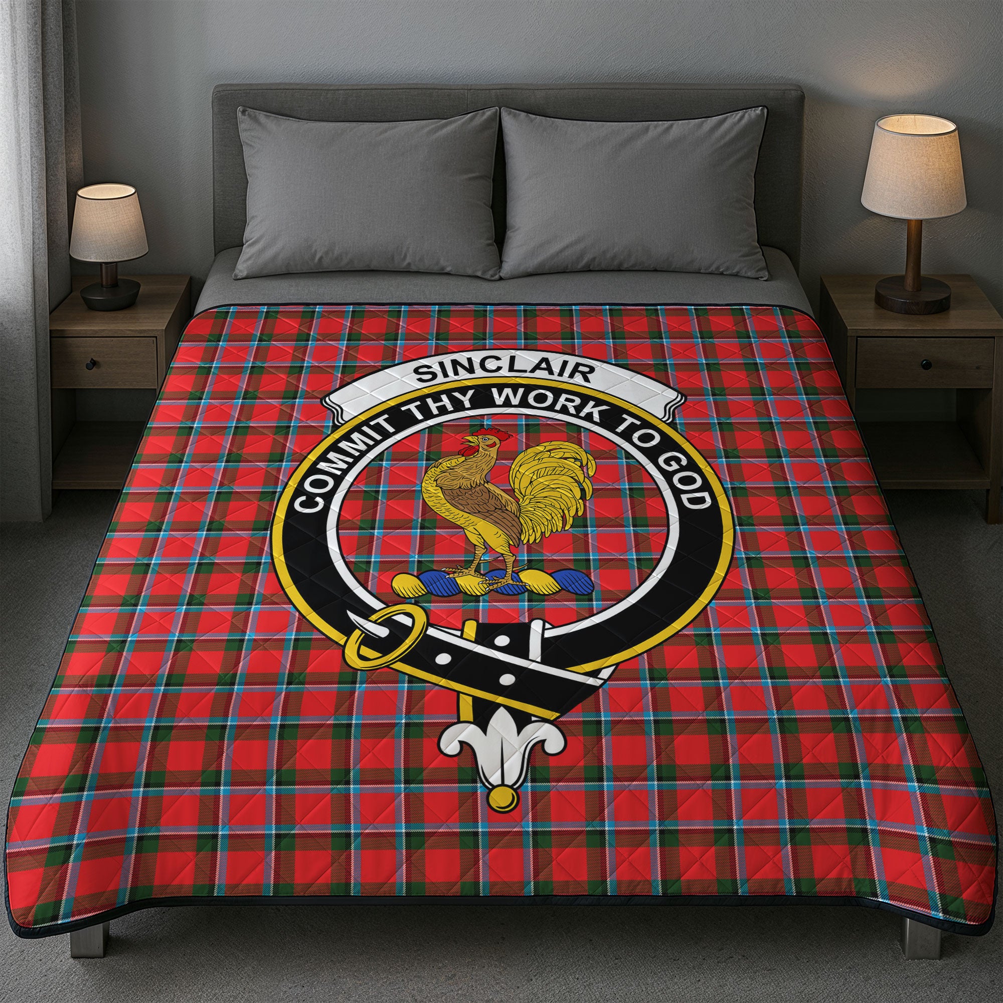 Sinclair Modern Tartan Crest Quilt