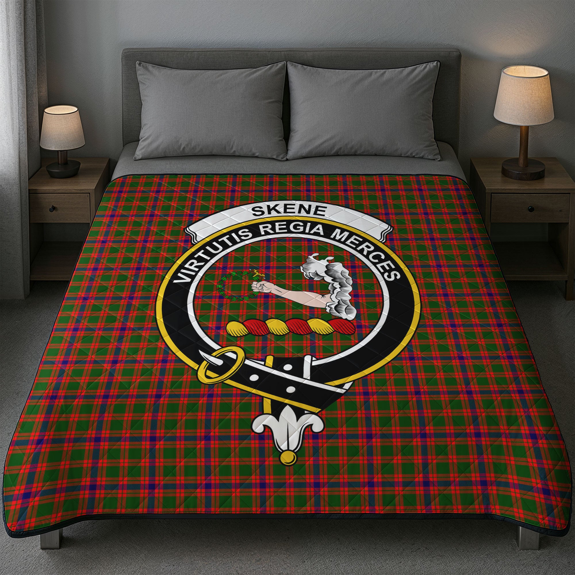 Skene Modern Tartan Crest Quilt