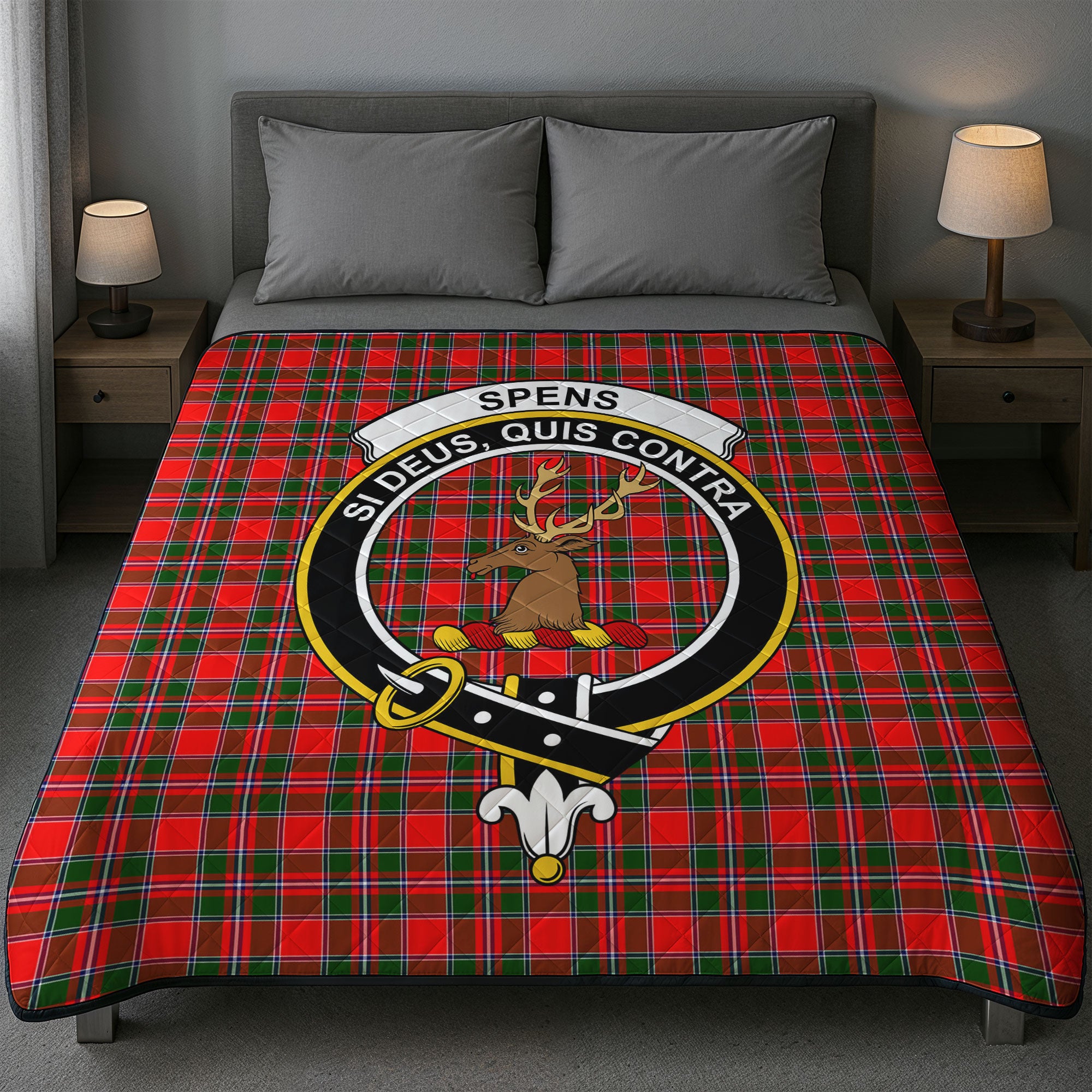 Spens (or Spence) Tartan Crest Quilt