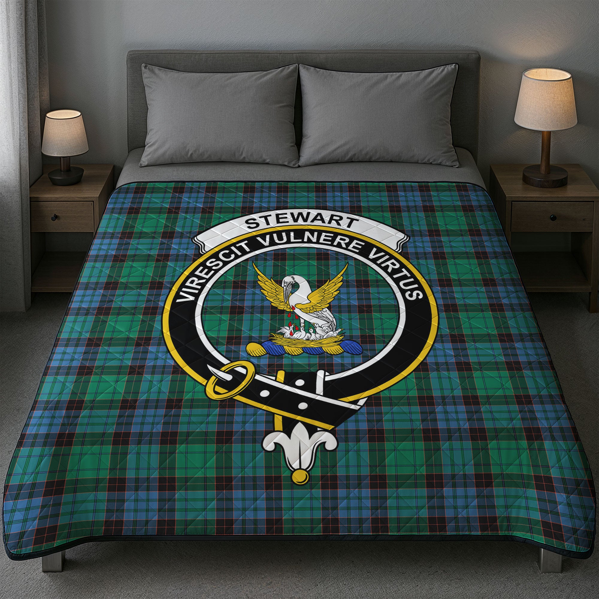 Stewart Old Ancient Tartan Crest Quilt