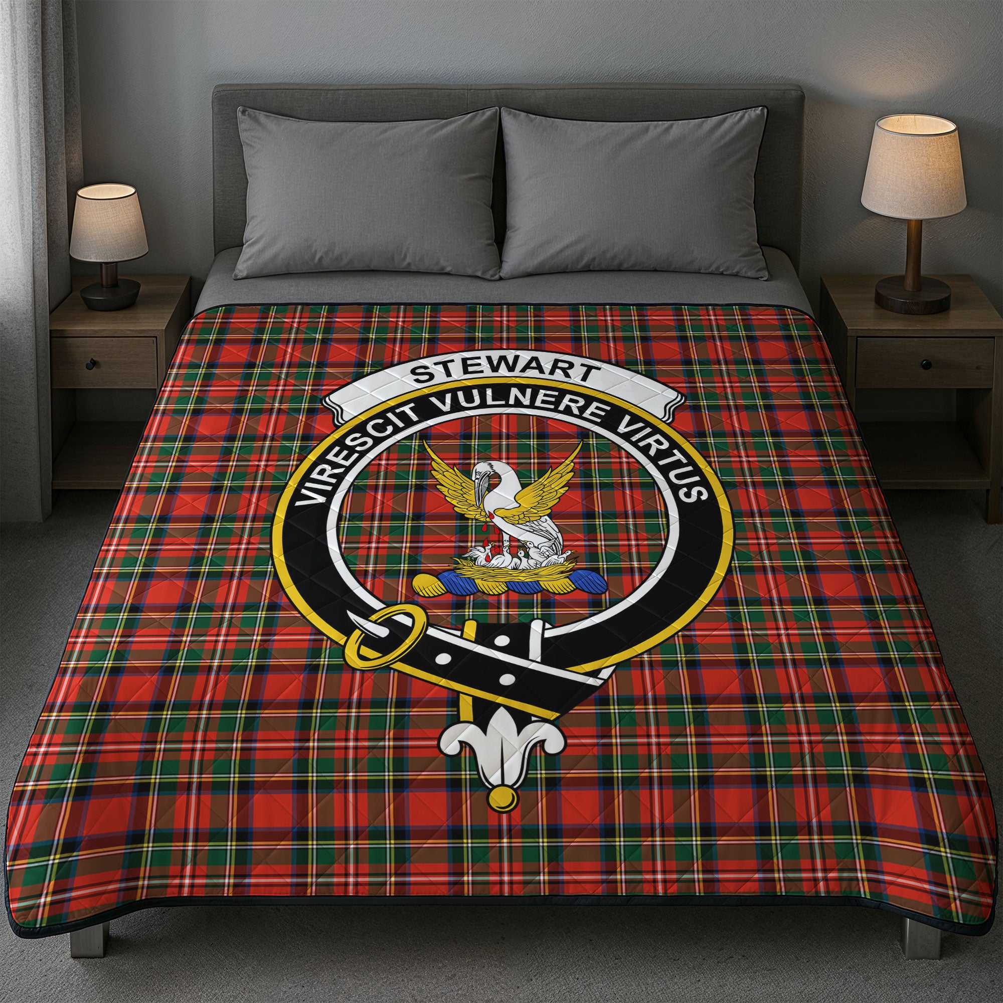 Stewart Royal Modern Tartan Crest Quilt