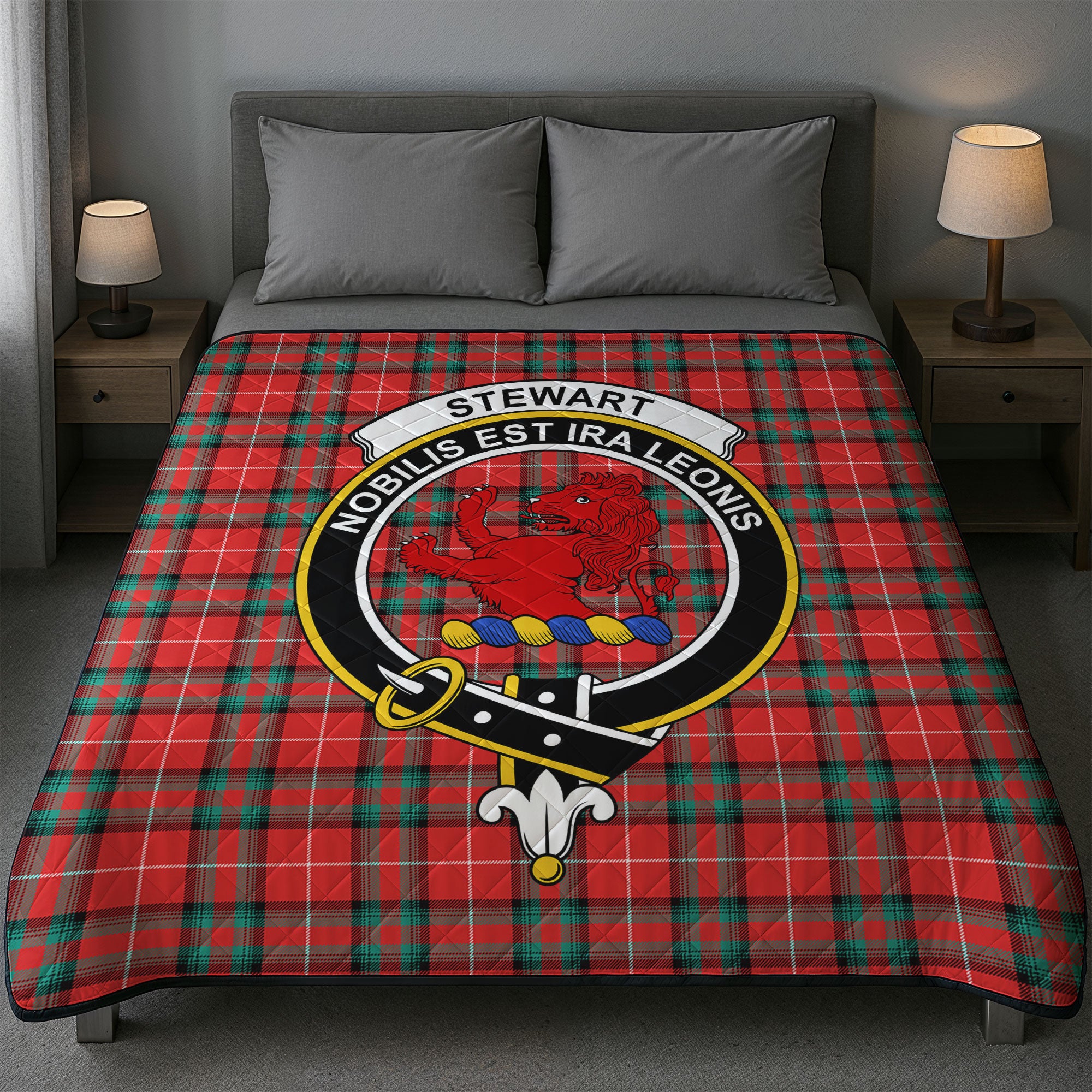 Stewart (Stuart) of Bute Tartan Crest Quilt