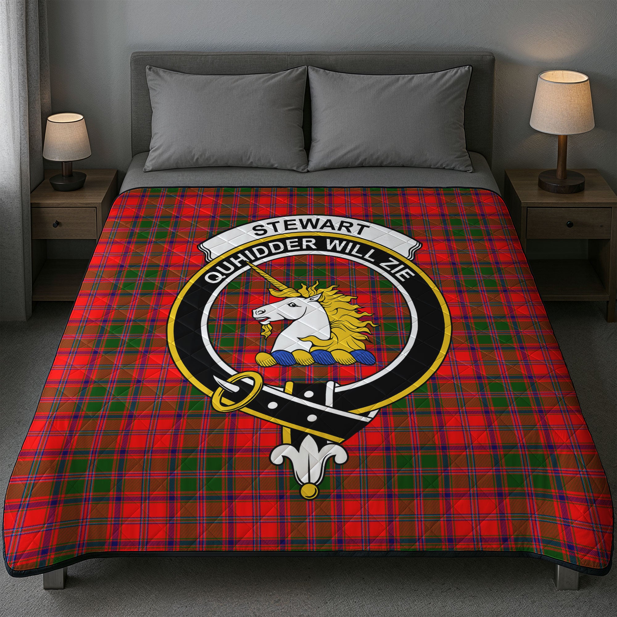 Stewart of Appin Modern Tartan Crest Quilt