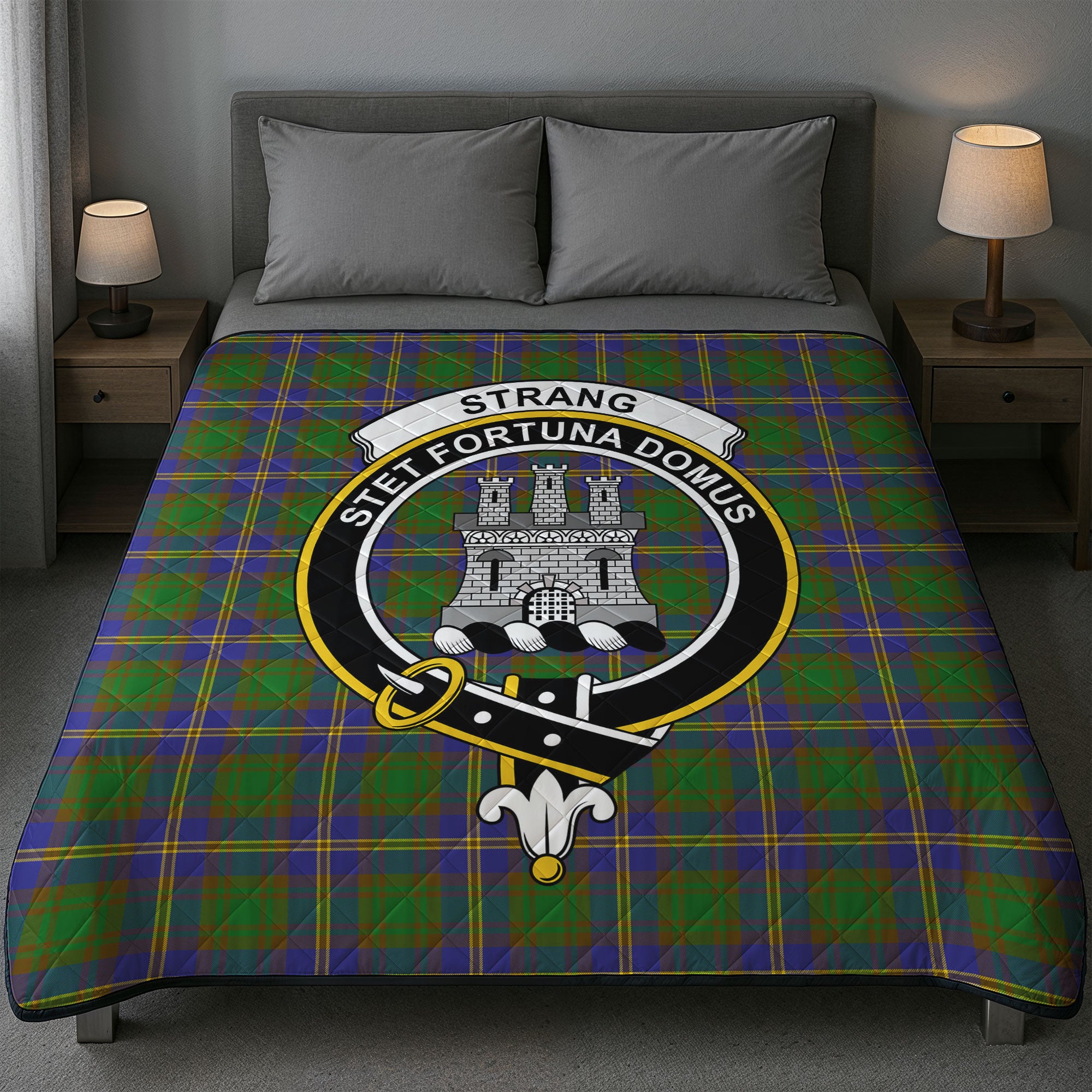 Strang (or Strange) Tartan Crest Quilt