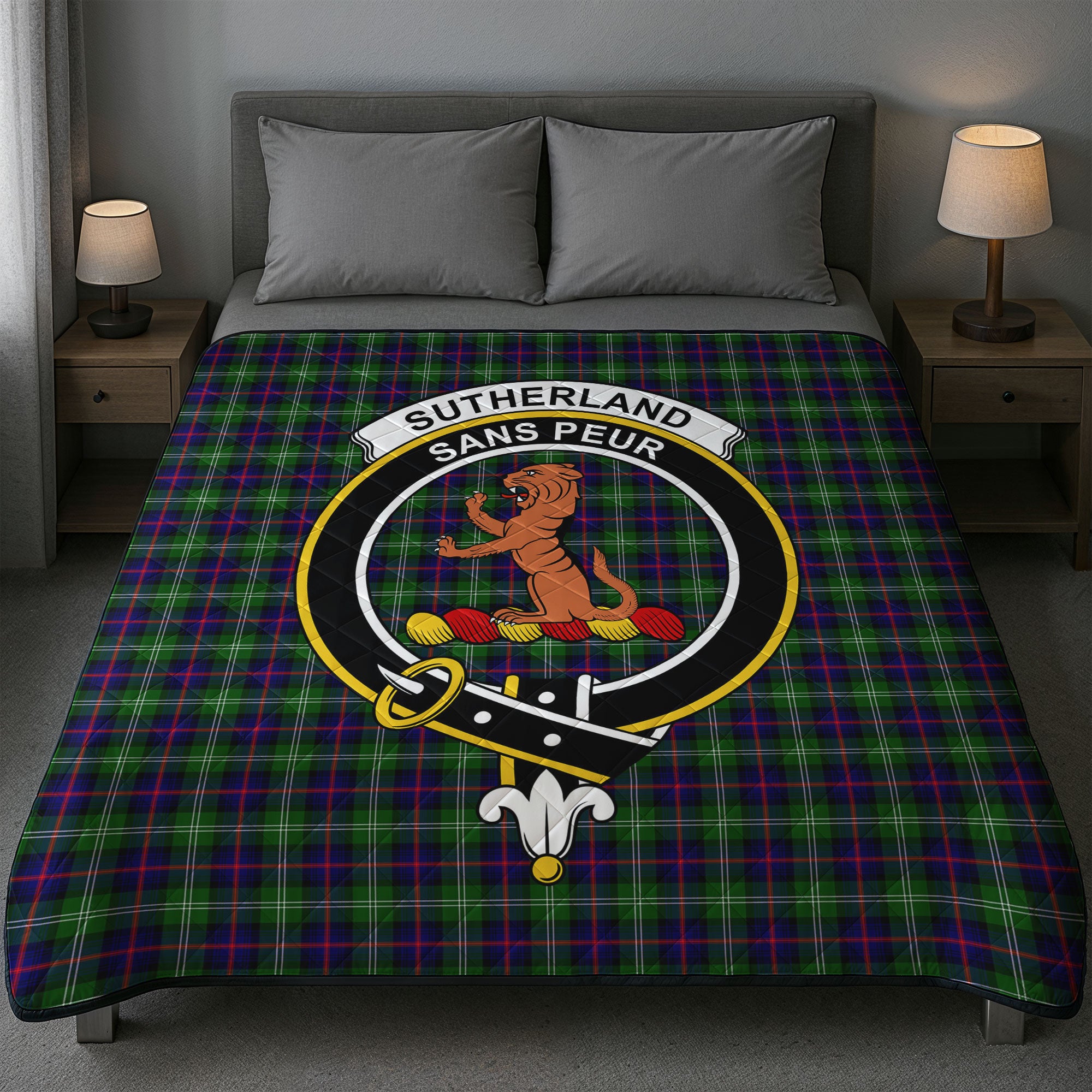 Sutherland Modern Tartan Crest Quilt