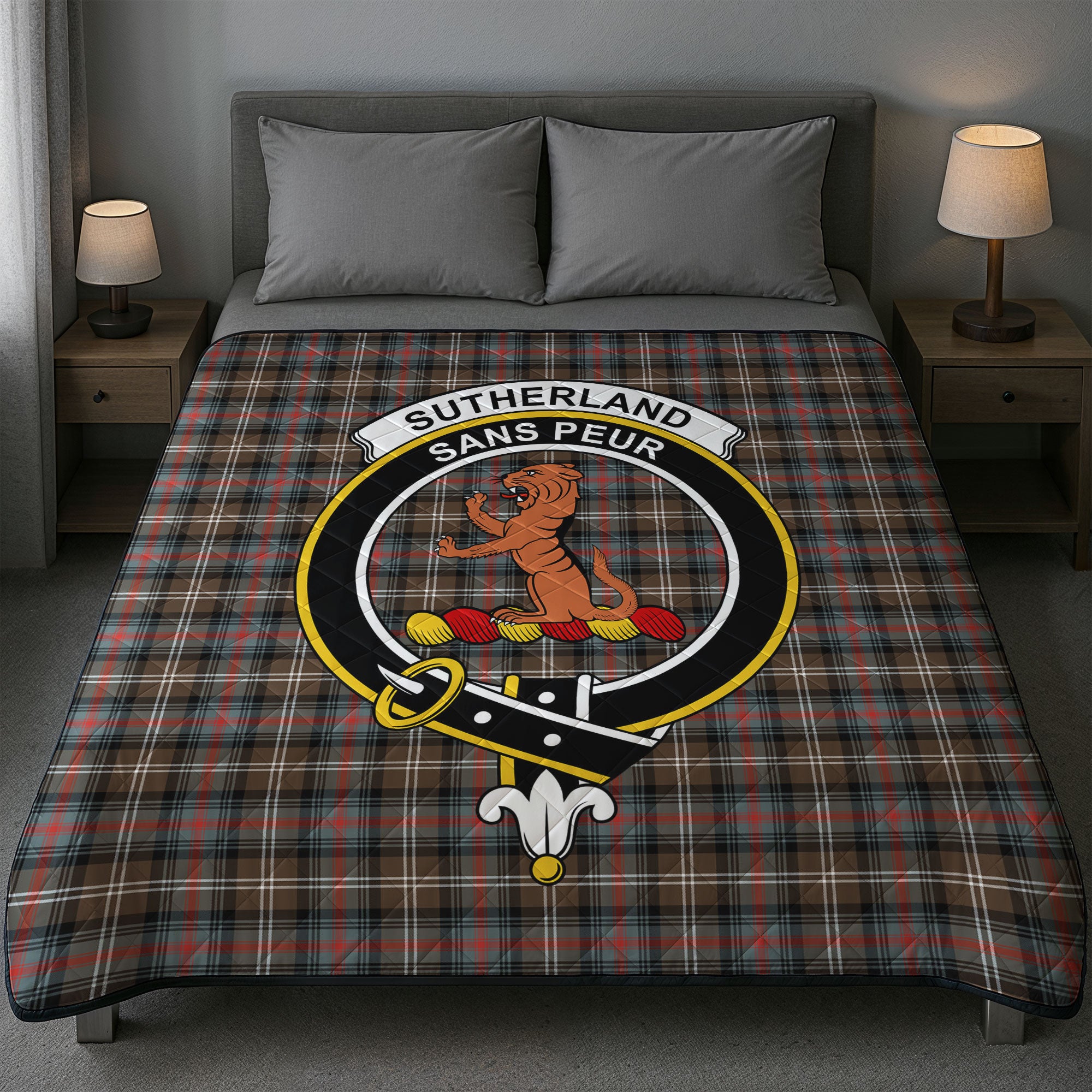 Sutherland Weathered Tartan Crest Quilt