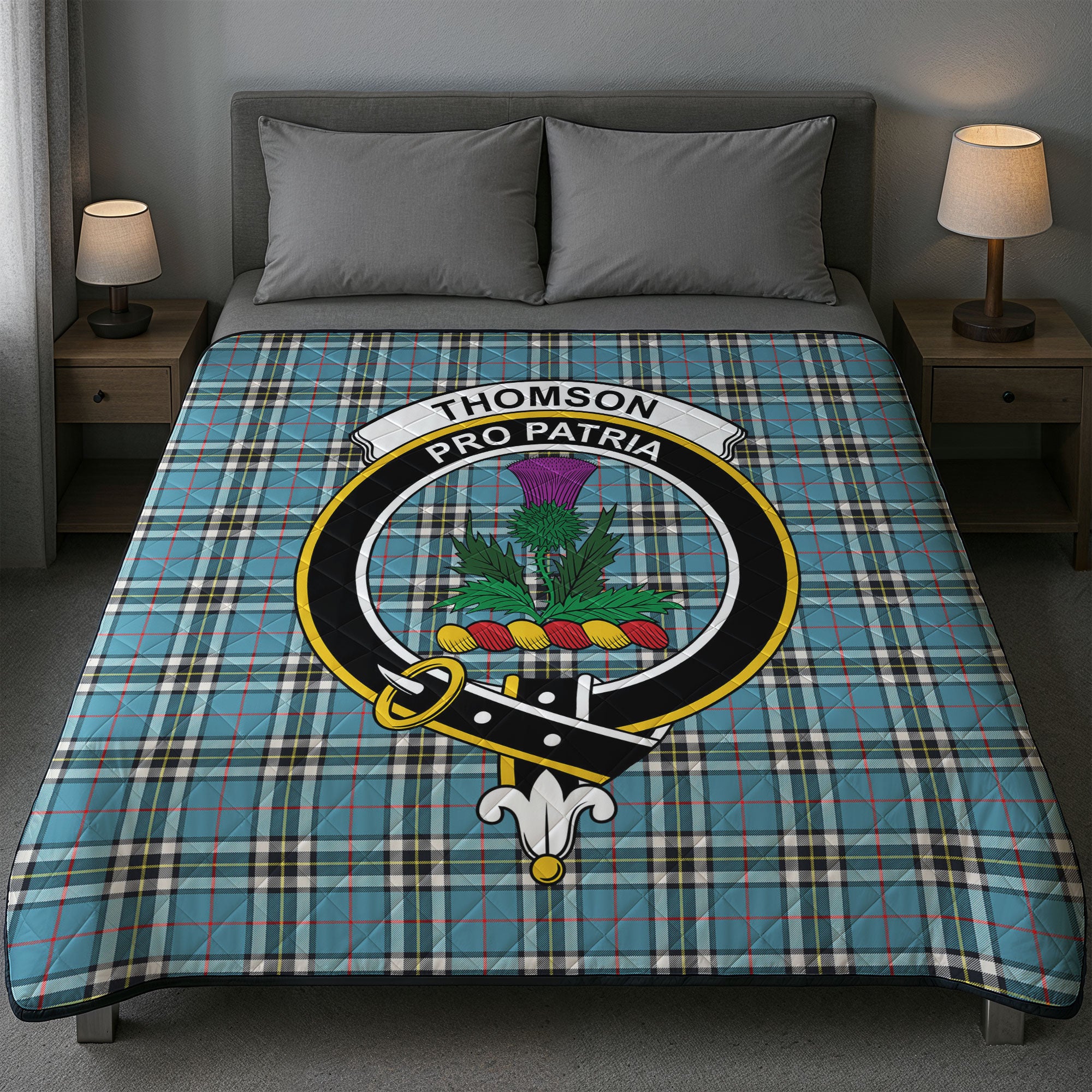 Thomson Blue Tartan Crest Quilt