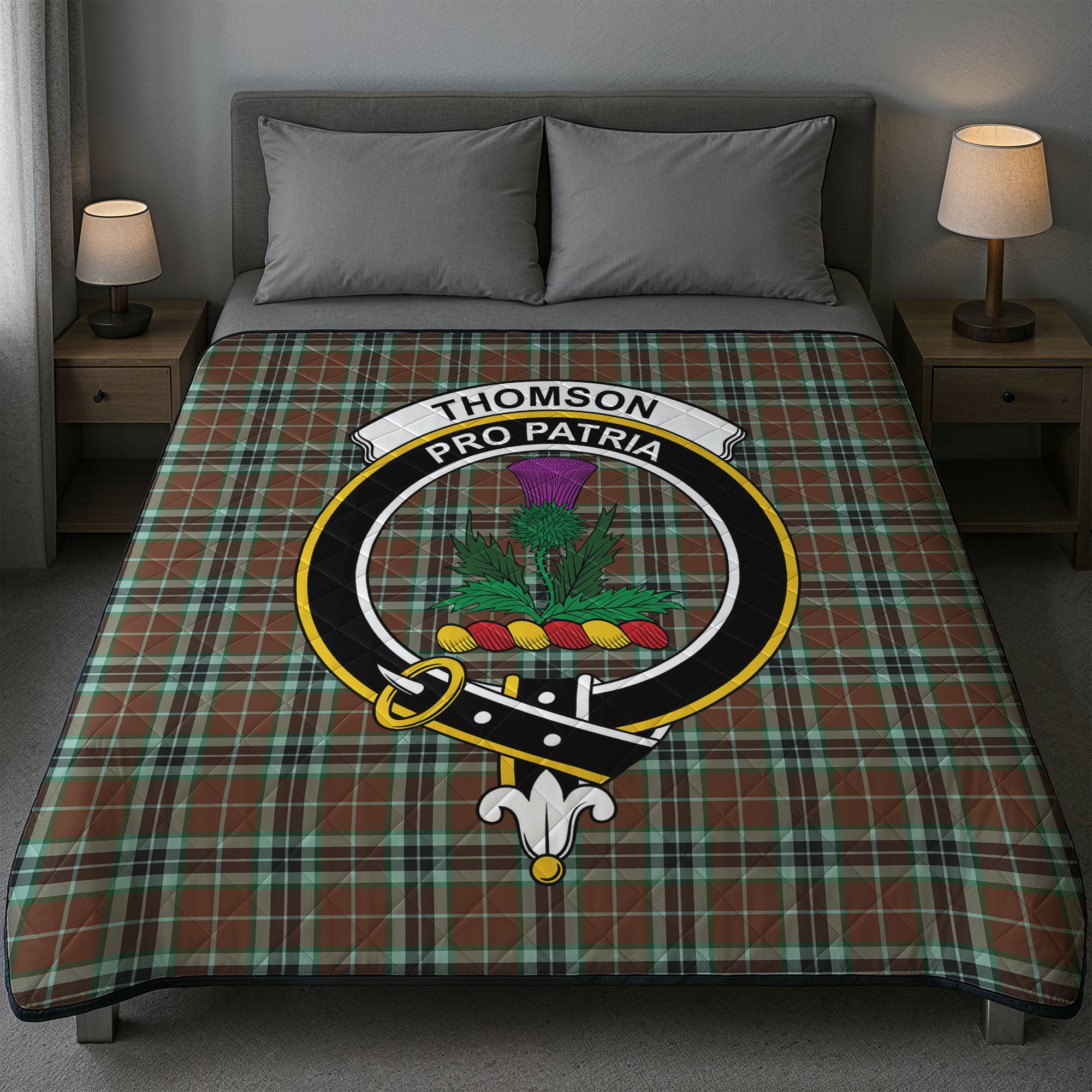 Thomson Hunting Modern Tartan Crest Quilt