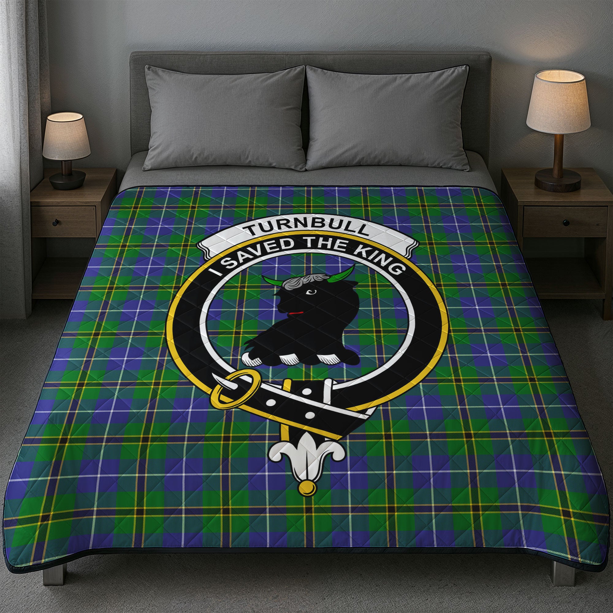 Turnbull Hunting Tartan Crest Quilt