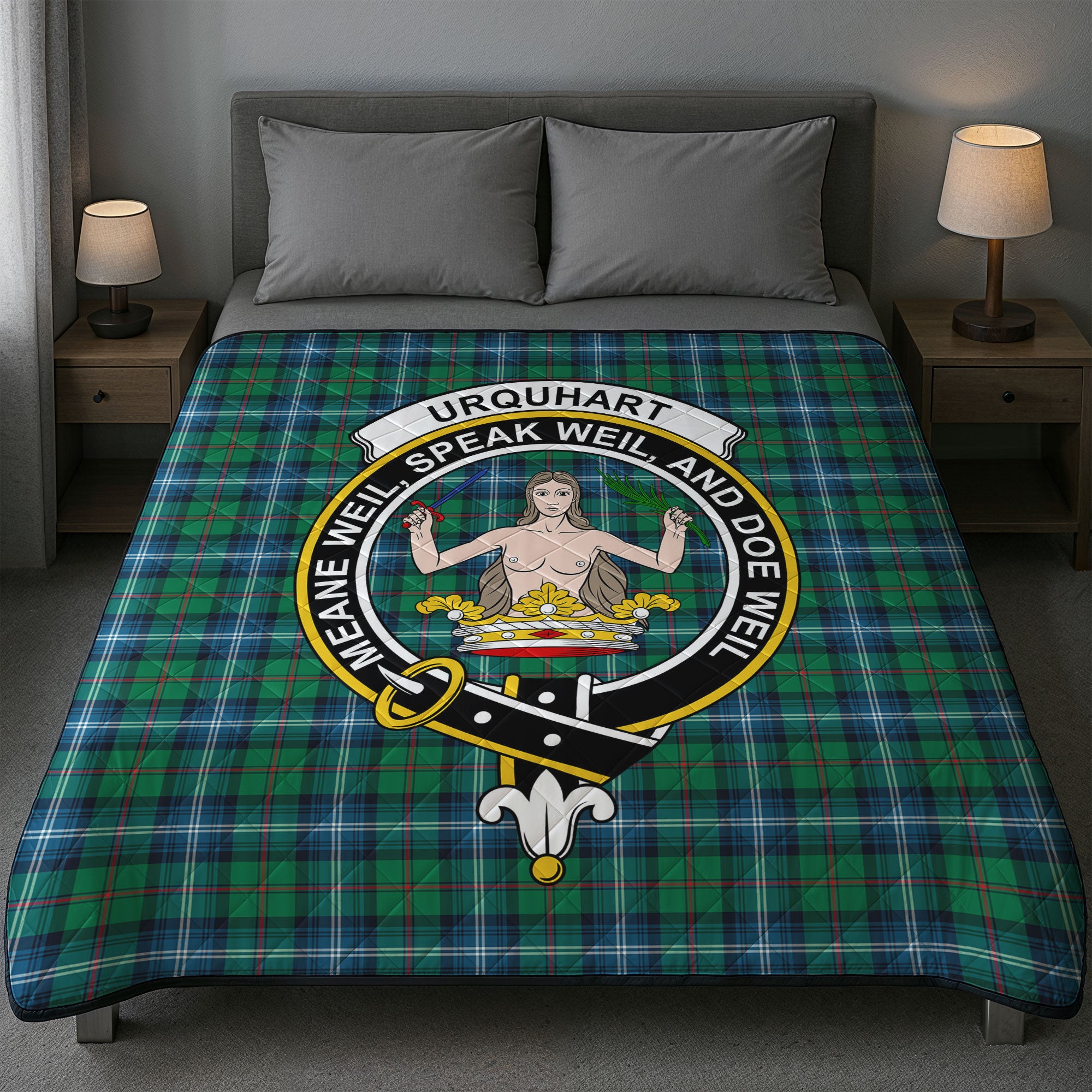 Urquhart Ancient Tartan Crest Quilt