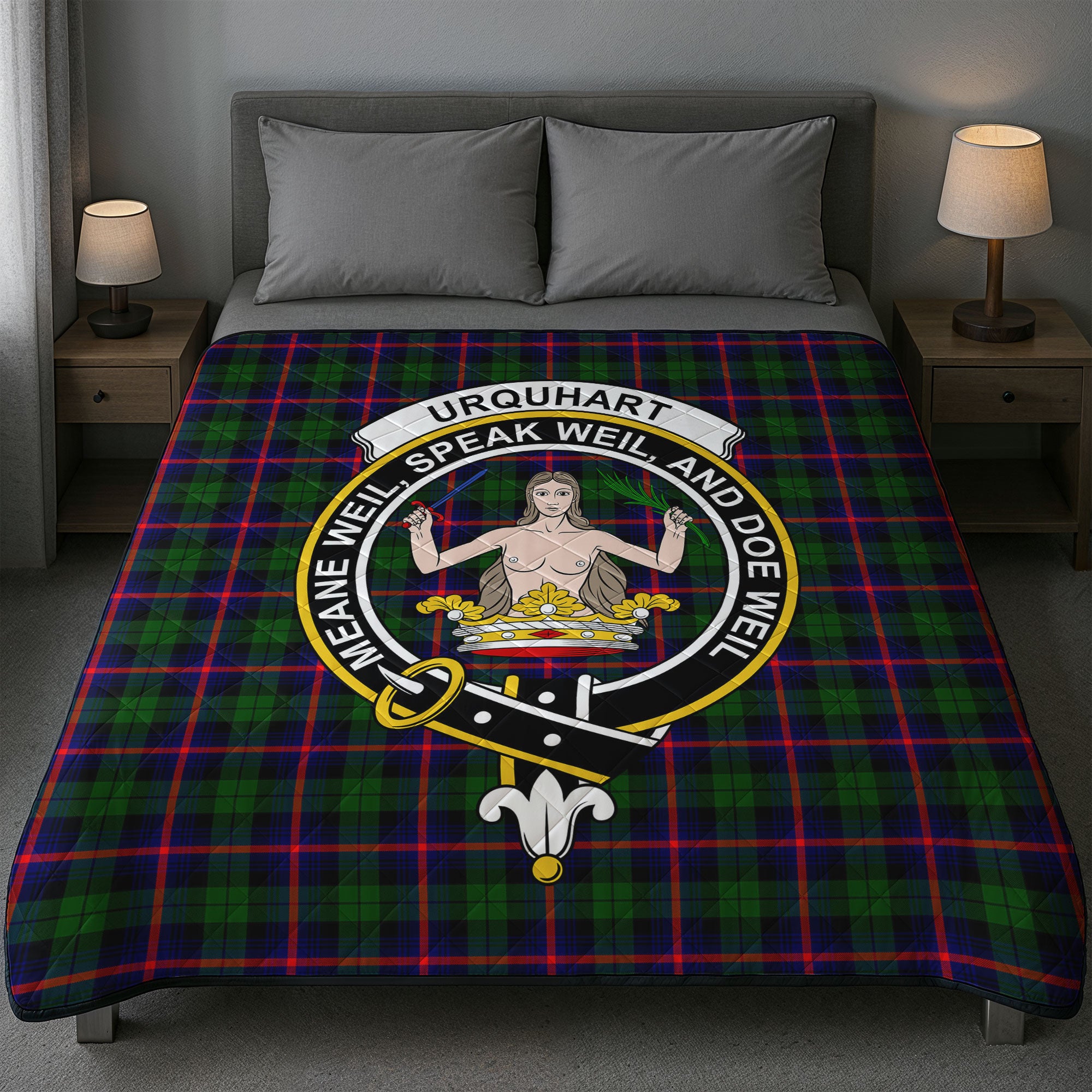 Urquhart Modern Tartan Crest Quilt