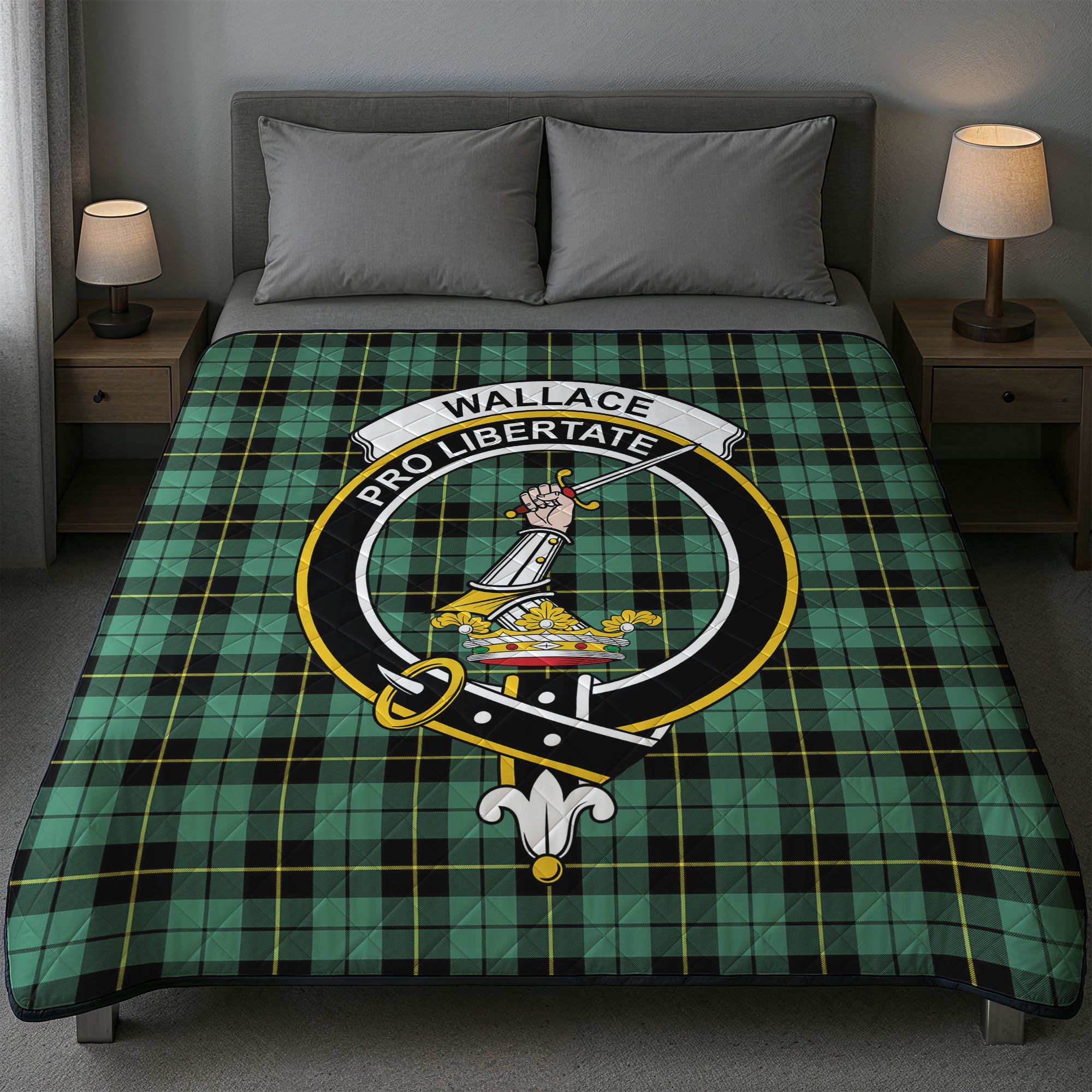 Wallace Hunting Ancient Tartan Crest Quilt