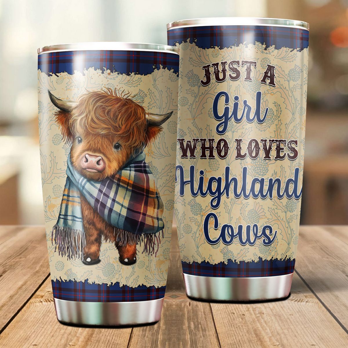 Just A Girl Who Loves Highland Cows - Elliot Tartan Tumbler