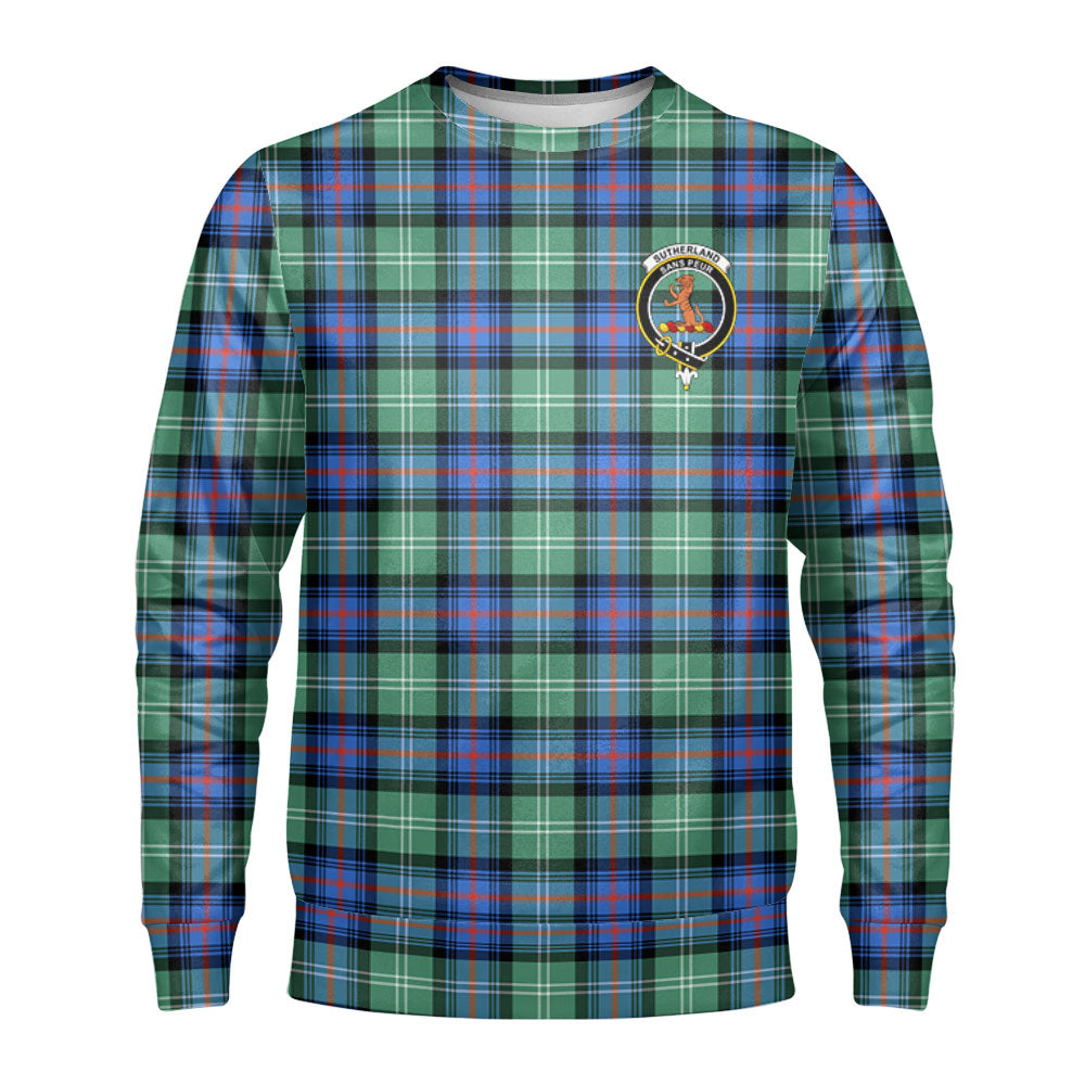Sutherland Old Ancient Tartan Crest Sweatshirt