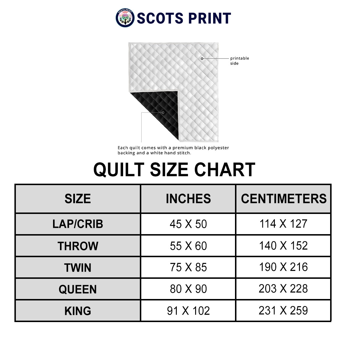 Leith Tartan Crest Premium Quilt - Gold Thistle Style