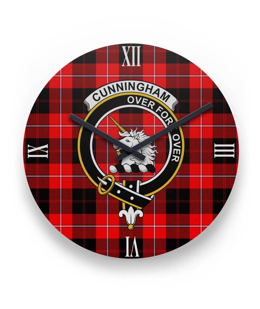 Cunningham Modern Tartan Crest Clock