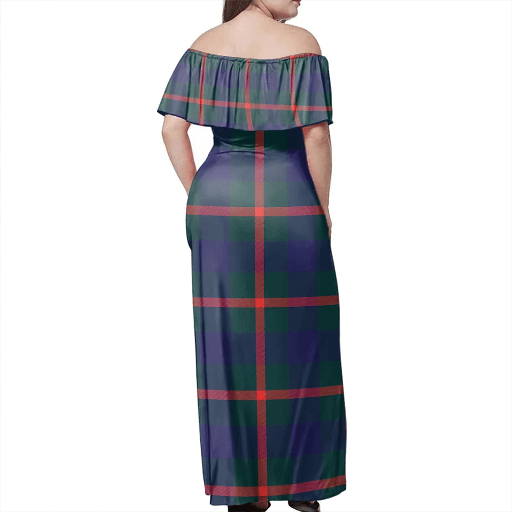 Agnew Modern Tartan Off Shoulder Long Dress