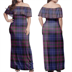 Pride Of Scotland Tartan Off Shoulder Long Dress
