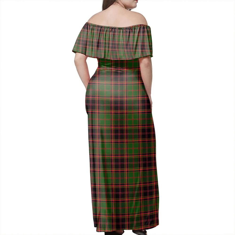 Buchan Modern Tartan Off Shoulder Long Dress