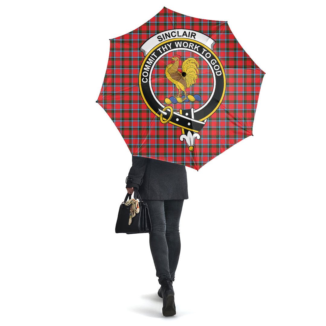 Sinclair Modern Tartan Crest Umbrella