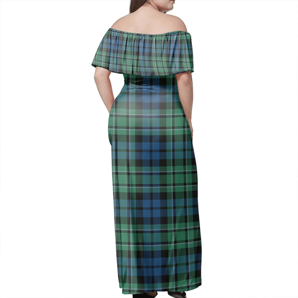 MacCallum Ancient Tartan Off Shoulder Long Dress