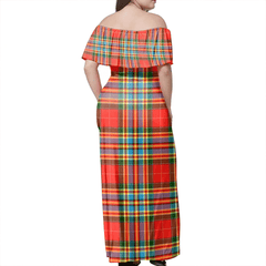 Chattan Tartan Off Shoulder Long Dress