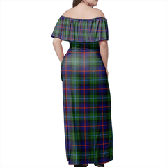 Campbell Of Cawdor Modern Tartan Off Shoulder Long Dress