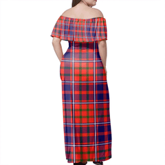 Cameron Of Lochiel Modern Tartan Off Shoulder Long Dress
