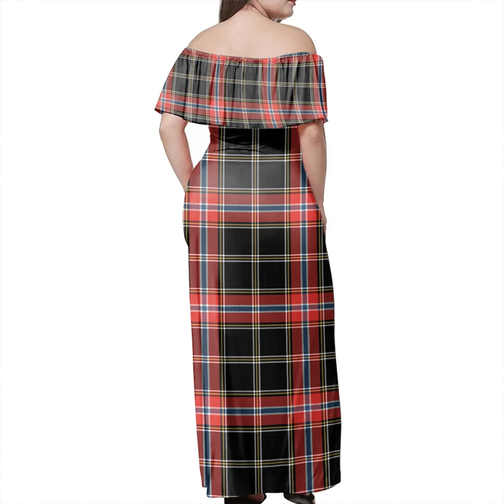 Norwegian Night Tartan Off Shoulder Long Dress