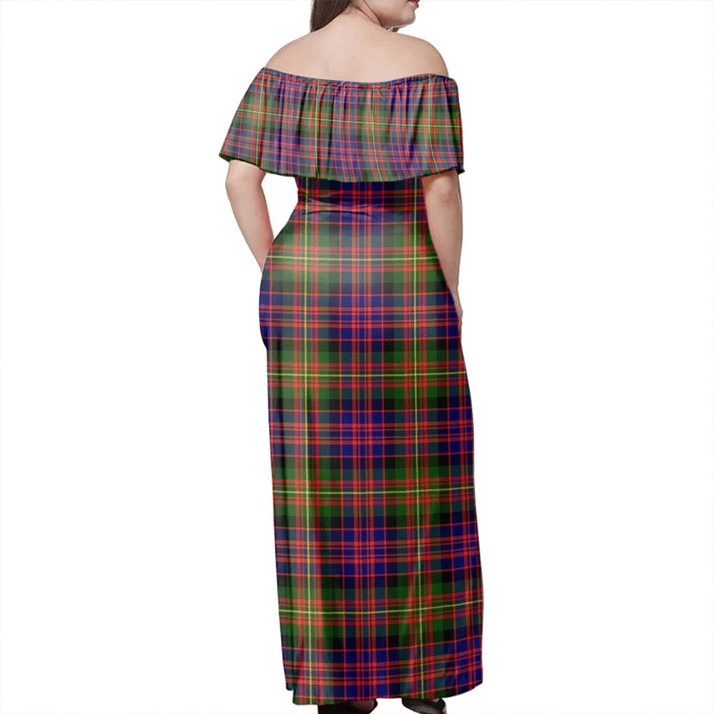 Carnegie Modern Tartan Off Shoulder Long Dress
