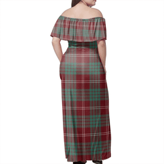 Crawford Modern Tartan Off Shoulder Long Dress