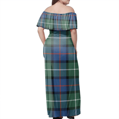 Davidson Of Tulloch Tartan Off Shoulder Long Dress