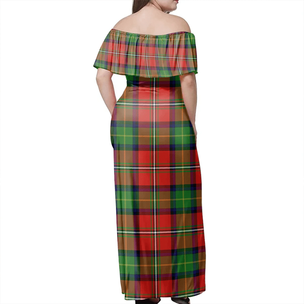 Boyd Modern Tartan Off Shoulder Long Dress