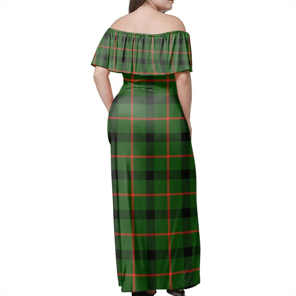 Kincaid Modern Tartan Off Shoulder Long Dress